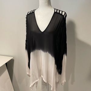 Loose, Sheer, Dip Dye Top/Cover Up